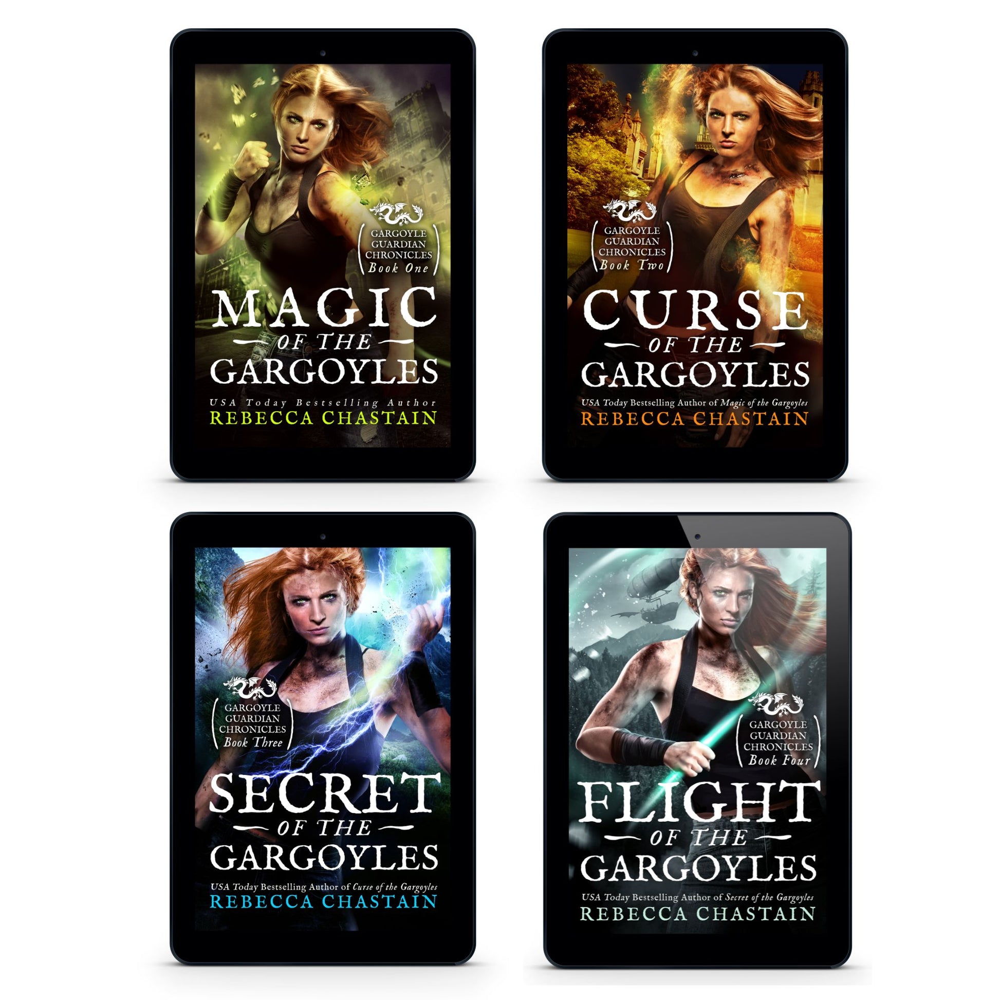 4 ebook covers showing all 4 books included in the Gargoyle Guardian Chronicles bundle.